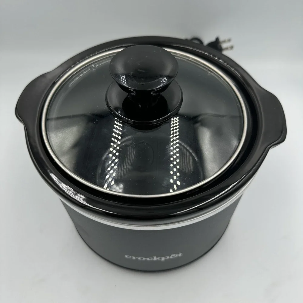 Crockpot SCR151‎ 1.5 Quart Manual Slow Cooker Black Round Mini Dip Warmer Tested